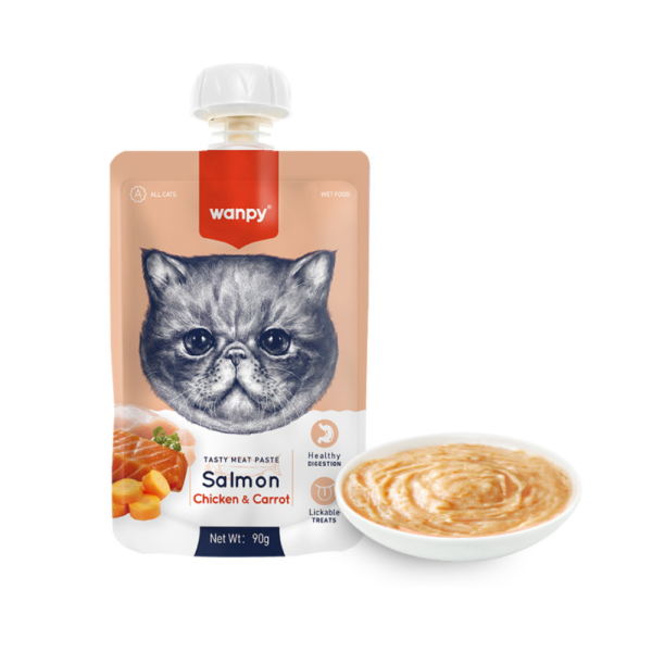 Wanpy Cat Tasty Meat Paste - losos, piletina i mrkva 90 g